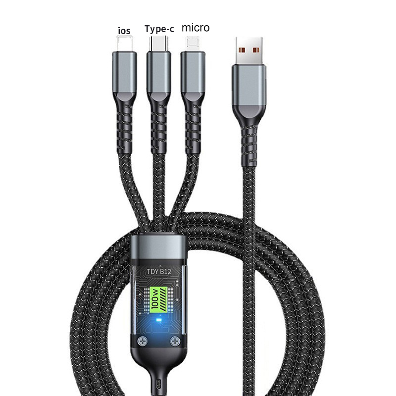 High-Speed 100W Nylon Braided USB Charging Cable with Indicator