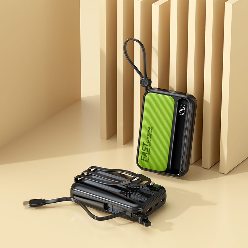 120W Portable Mini Power Bank Built-in Data Cable