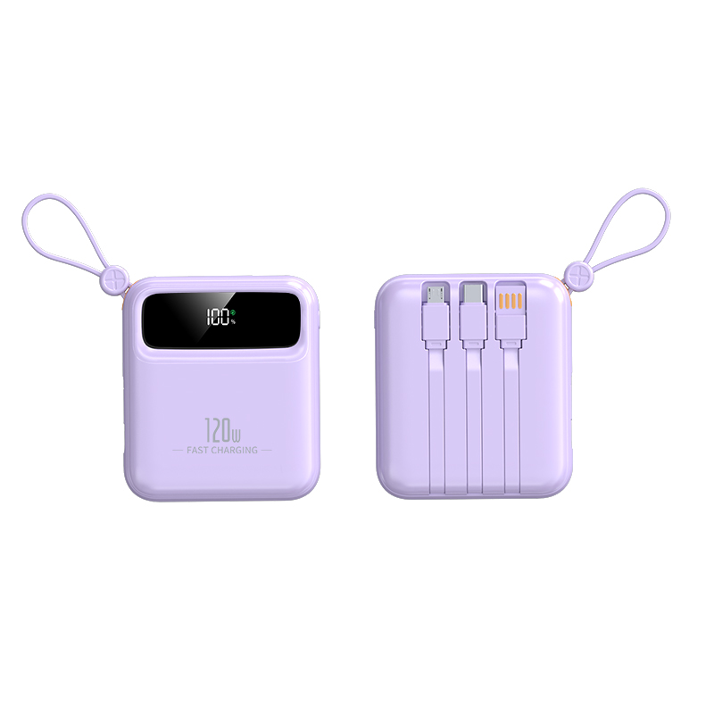 Mini Power Bank with Built-in Cable 120W Super Fast Charging
