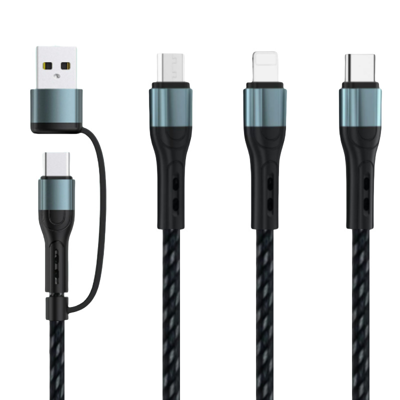 Multi-Device 100W Nylon Braided USB Charger with Data Transfer
