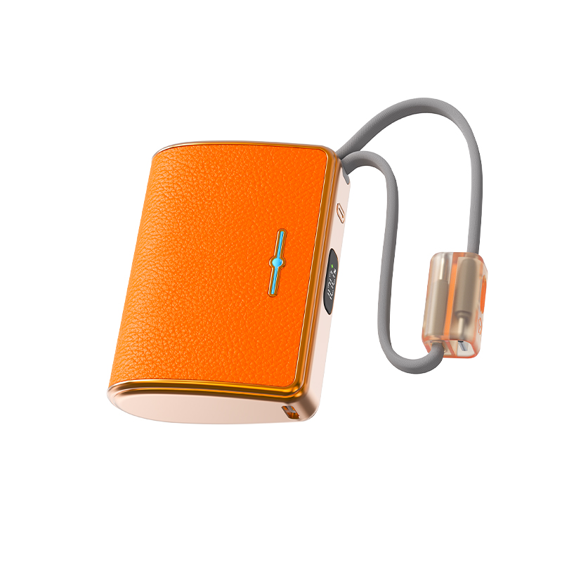 Fashion 10000mAh Leather Power Bank with Cable