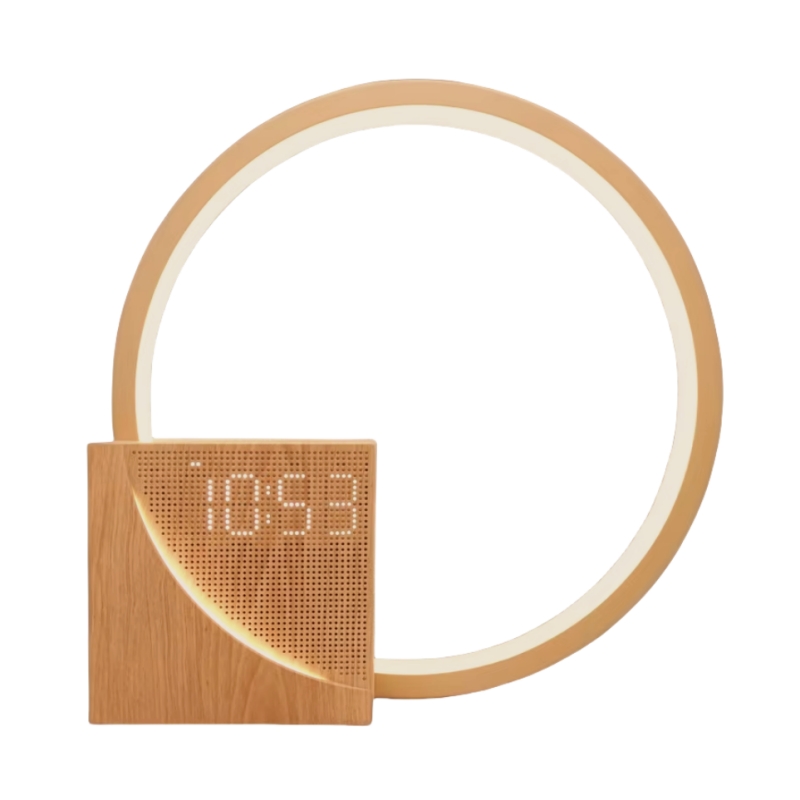 Wood Grain Ring LED Clock