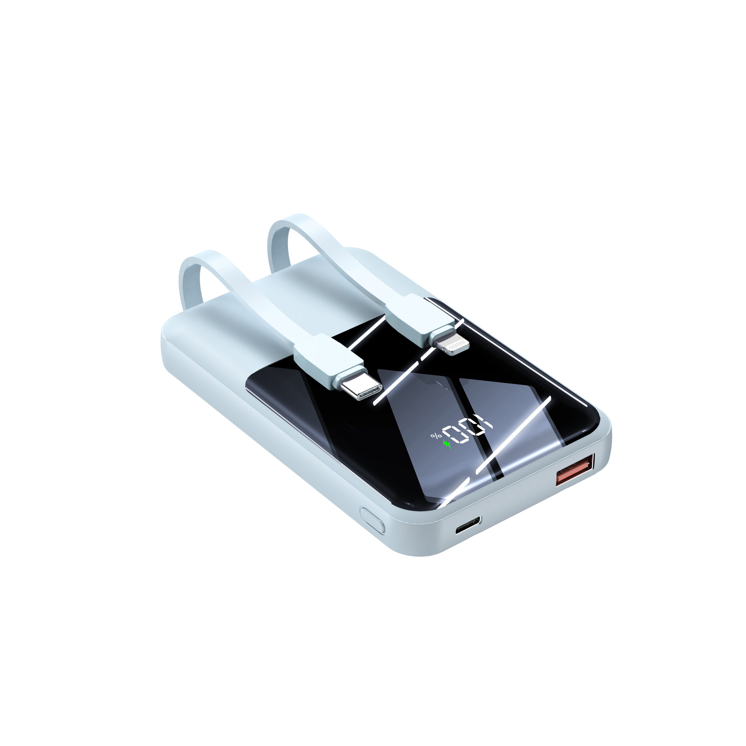Fast Charging Mobile Power Bank with Built-In Dual-Line and Digital Display