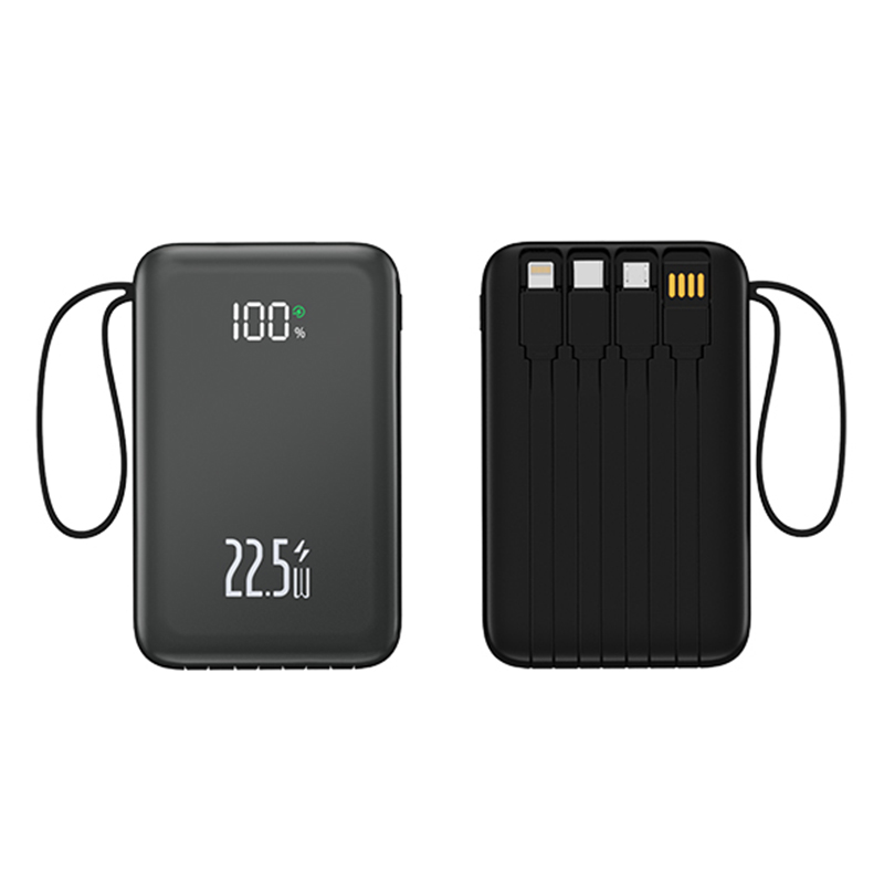 New Mini 10000mAh Power Bank with Built-in Cables