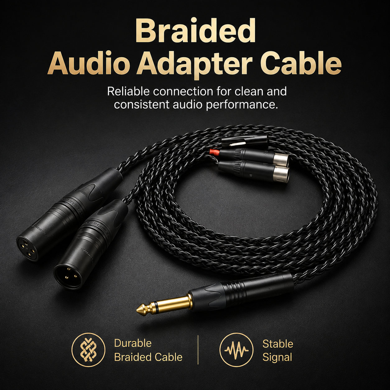 Standard Combo Cable - Balanced XLR with 1/4 Single-ended Adapter