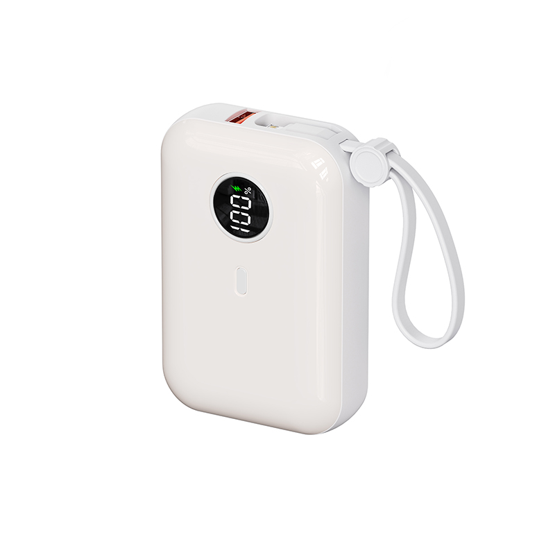 Large capacity fast charging portable power bank with digital display screen and cable