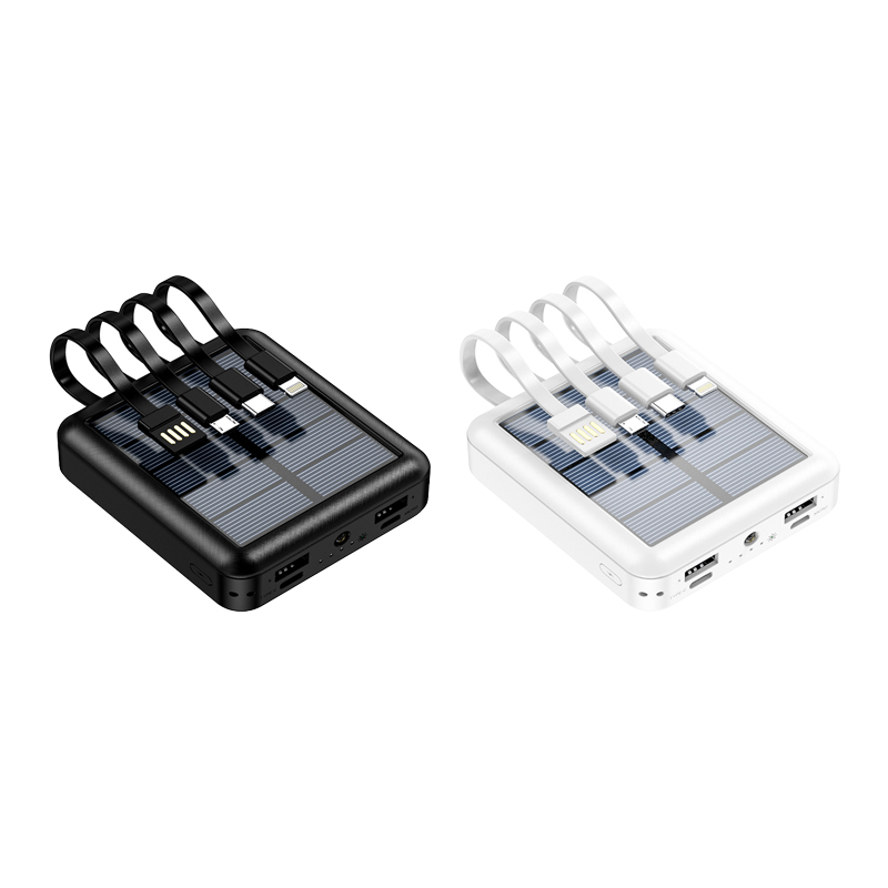 Mini Solar Power Bank with Built-in Cable