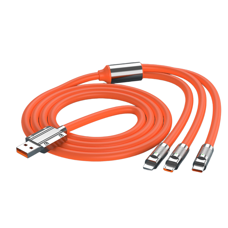 120W 3in1 Zinc Alloy & Liquid Silicone Fast Charging Data Cable