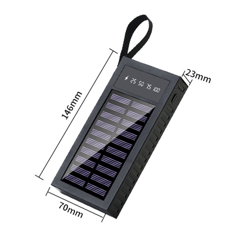 10000mAh Portable Solar Power Bank with Cable and LED Light