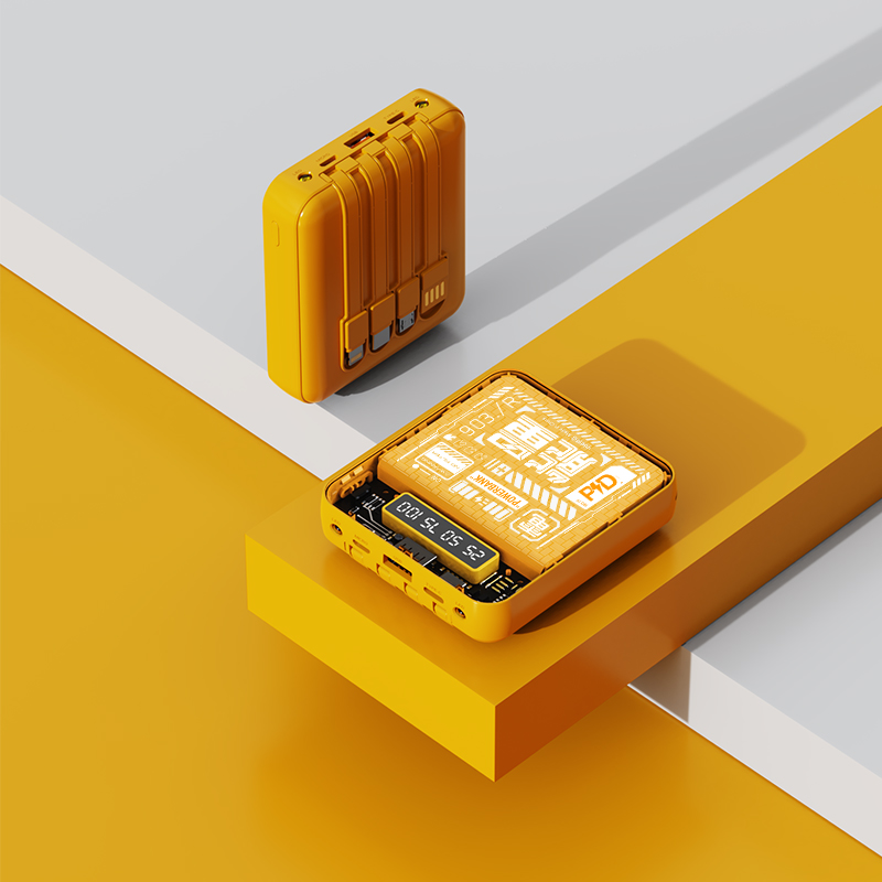 New Transparent Mecha Style Built-in Cable Power Bank