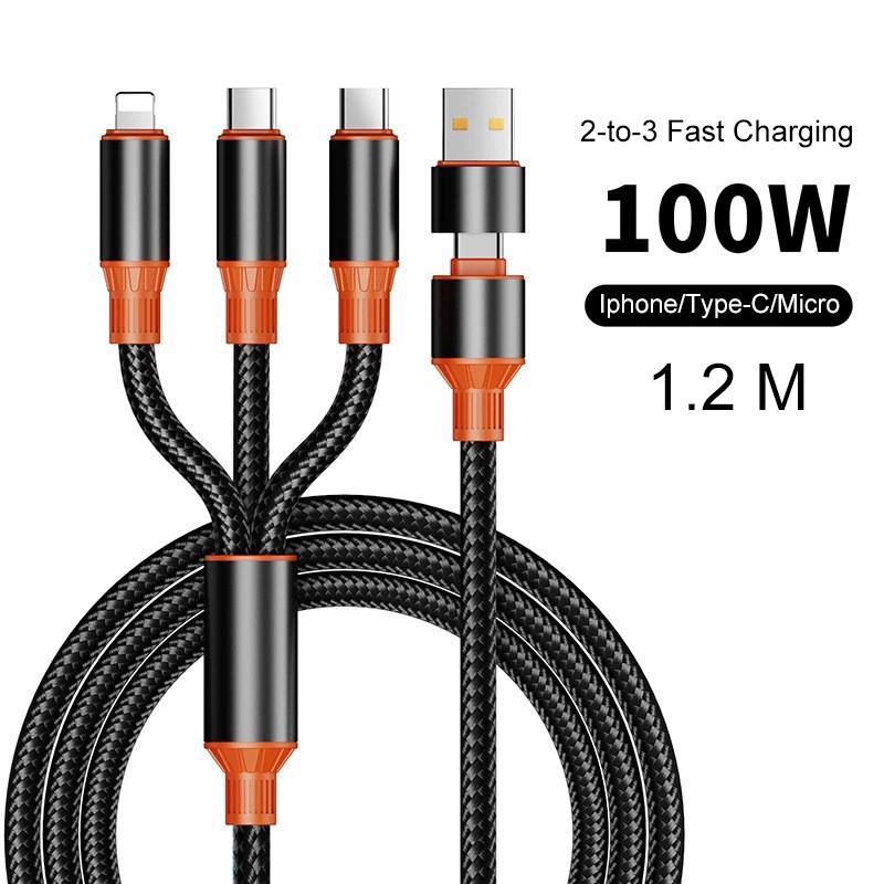 100W 2-to-3 Fast Charging Mobile Data Cable
