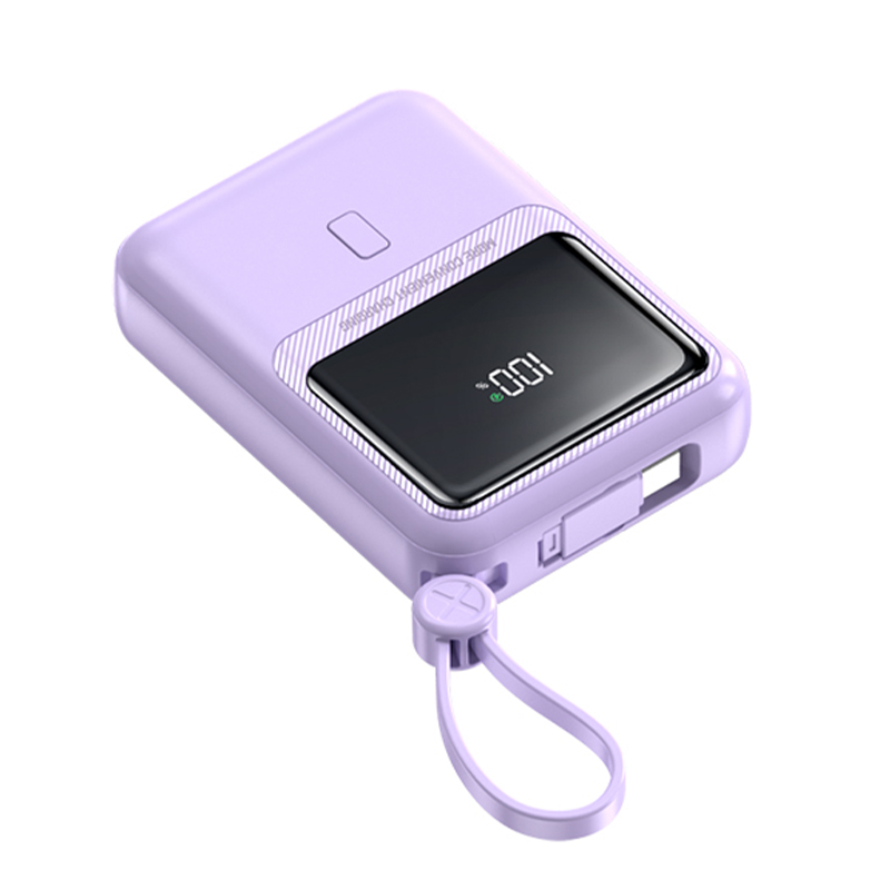 New 120W Mini Compact Power Bank with Built-in 10000mAh Cable