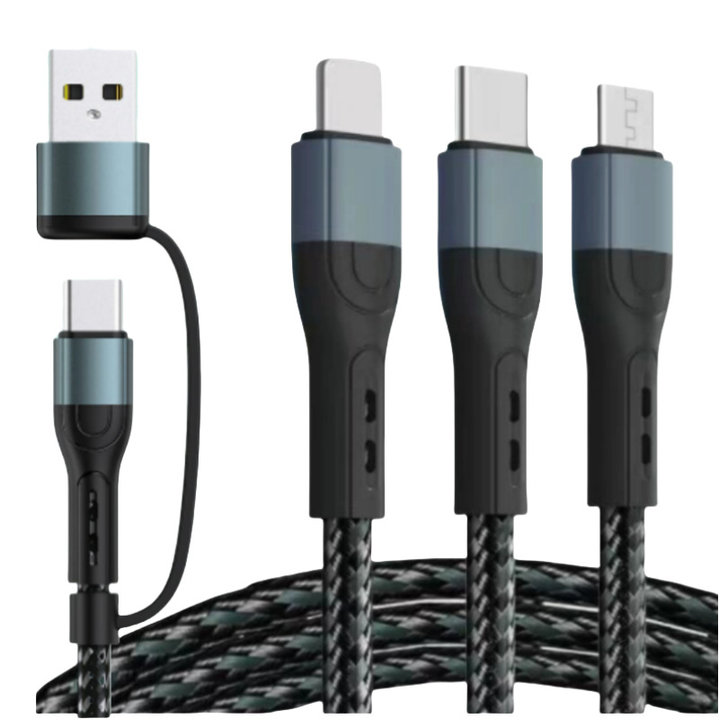 Multi-Device 100W Nylon Braided USB Charger with Data Transfer