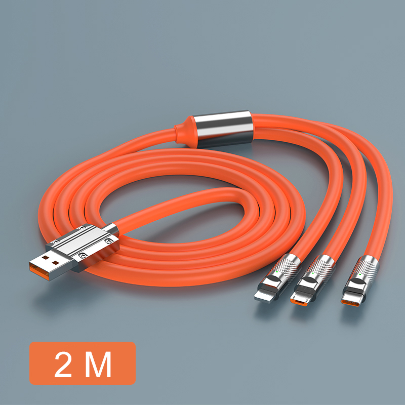 120W 3in1 Zinc Alloy & Liquid Silicone Fast Charging Data Cable
