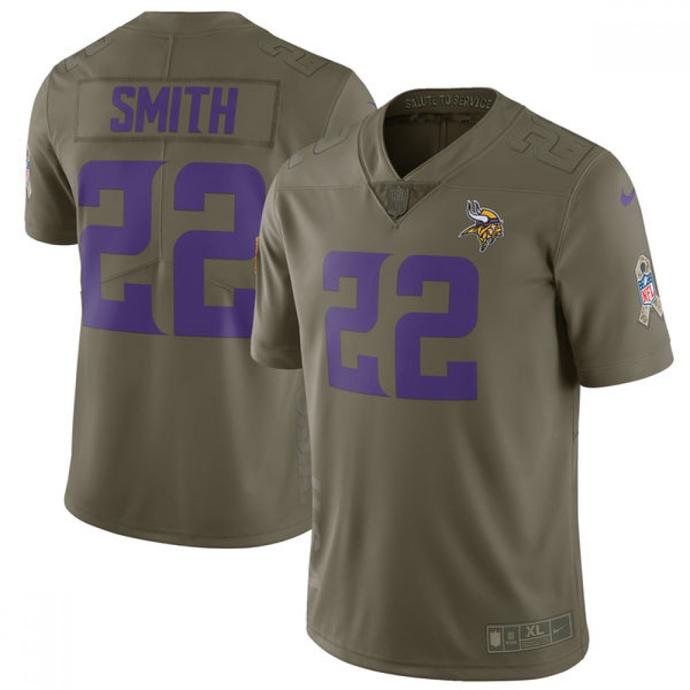 Men'sMinnesota Vikings #22 Harrison Smith Olive Salute To Service Limited Stitched NFL Jersey