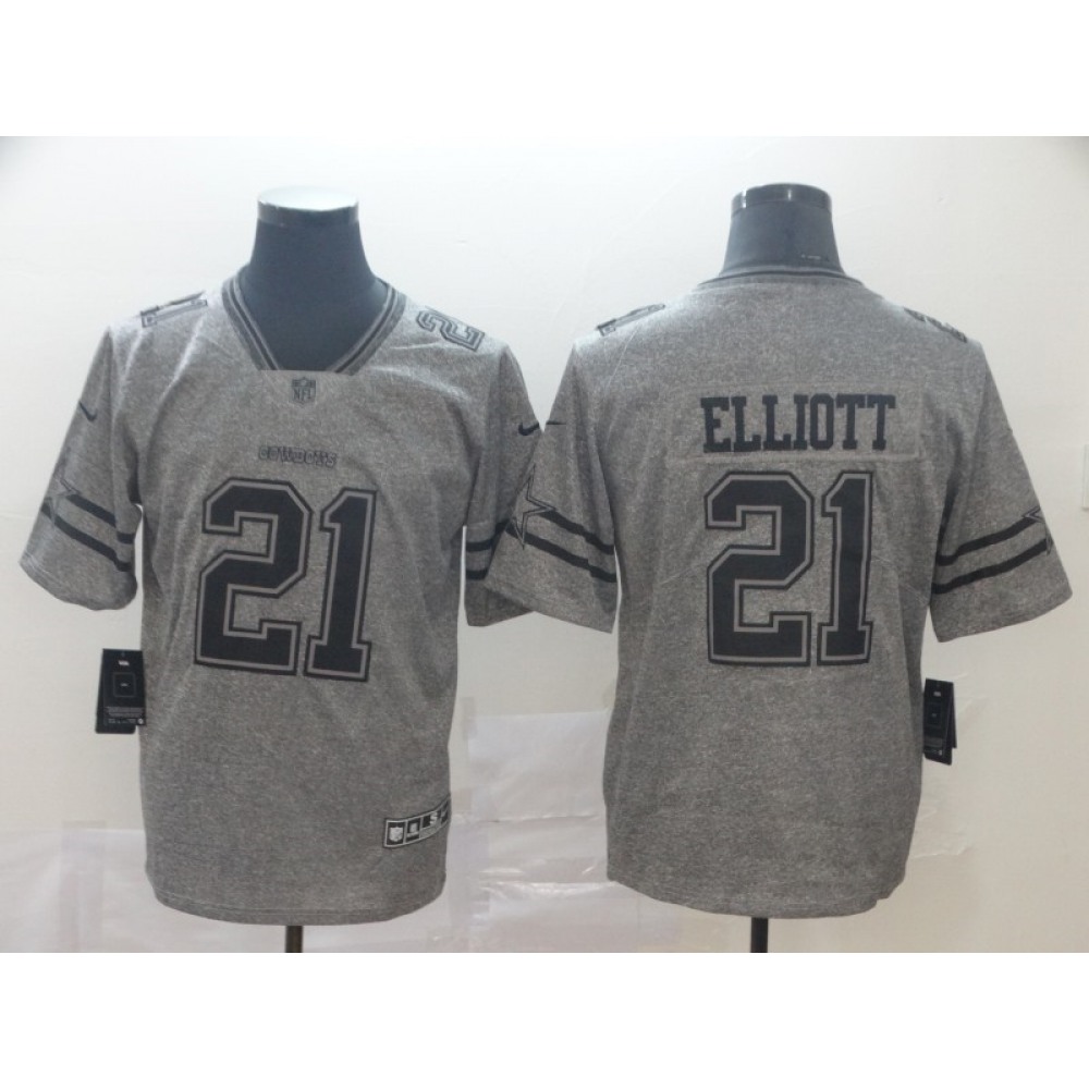 Men's Dallas Cowboys #21 Ezekiel Elliott Grey Stitched NFL Jersey