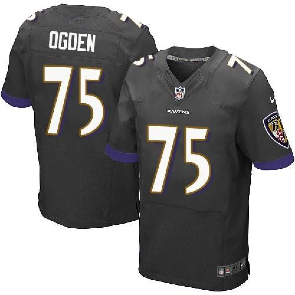 Ravens #75 Jonathan Ogden Black Alternate Men's Stitched NFL New Elite Jersey