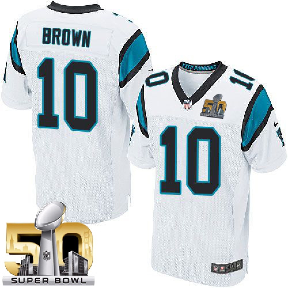 Panthers #10 Corey Brown White Super Bowl 50 Men's Stitched NFL Elite Jersey
