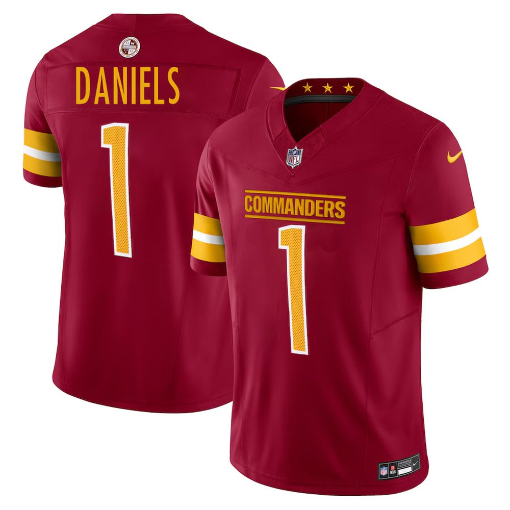 Men's Washington Commanders #5 Jayden DanielsBurgundy 2024 NFL Draft First Round Pick Player F.U.S.E. Vapor Untouchable Limited Stitched Football Jersey