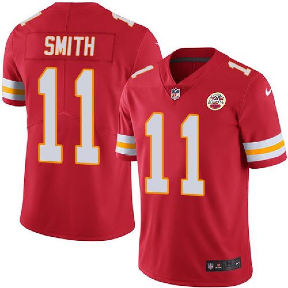 Chiefs #11 Alex Smith Red Youth Stitched NFL Limited Rush Jersey