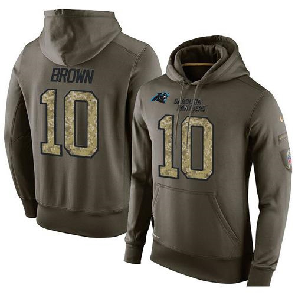 NFL Men'sCarolina Panthers #10 Corey Brown Stitched Green Olive Salute To Service KO Performance Hoodie