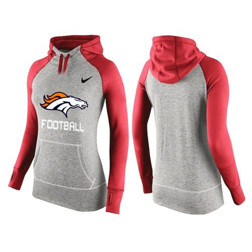 Women'sDenver Broncos Performance Hoodie Grey & Red_1