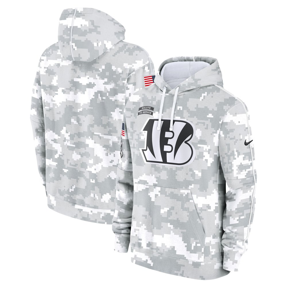 Men's Cincinnati BengalsArctic Camo 2024 Salute To Service Big & Tall Club Fleece Pullover Hoodie