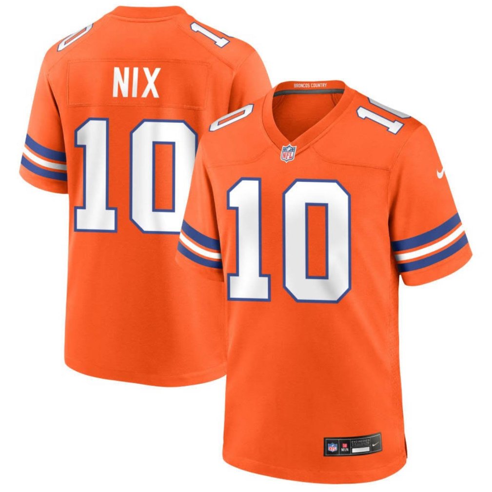 Men's Denver Broncos Bo NixOrange Mile High Collection 1977 Throwback Player Game Jersey