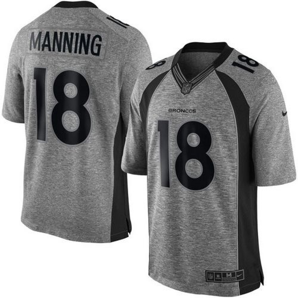 Broncos #18 Peyton Manning Gray Men's Stitched NFL Limited Gridiron Gray Jersey