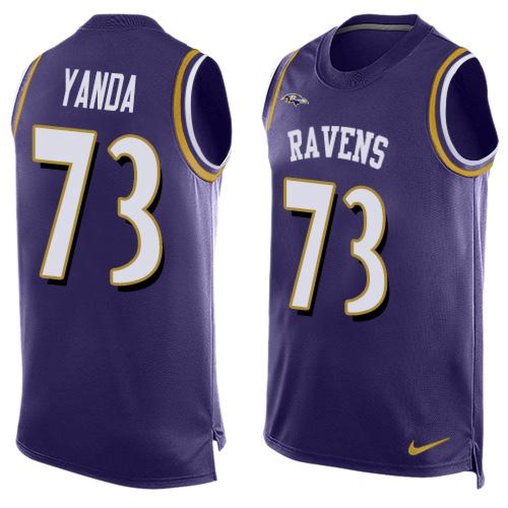 Ravens #73 Marshal Yanda Purple Team Color Men's Stitched NFL Limited Tank Top Jersey