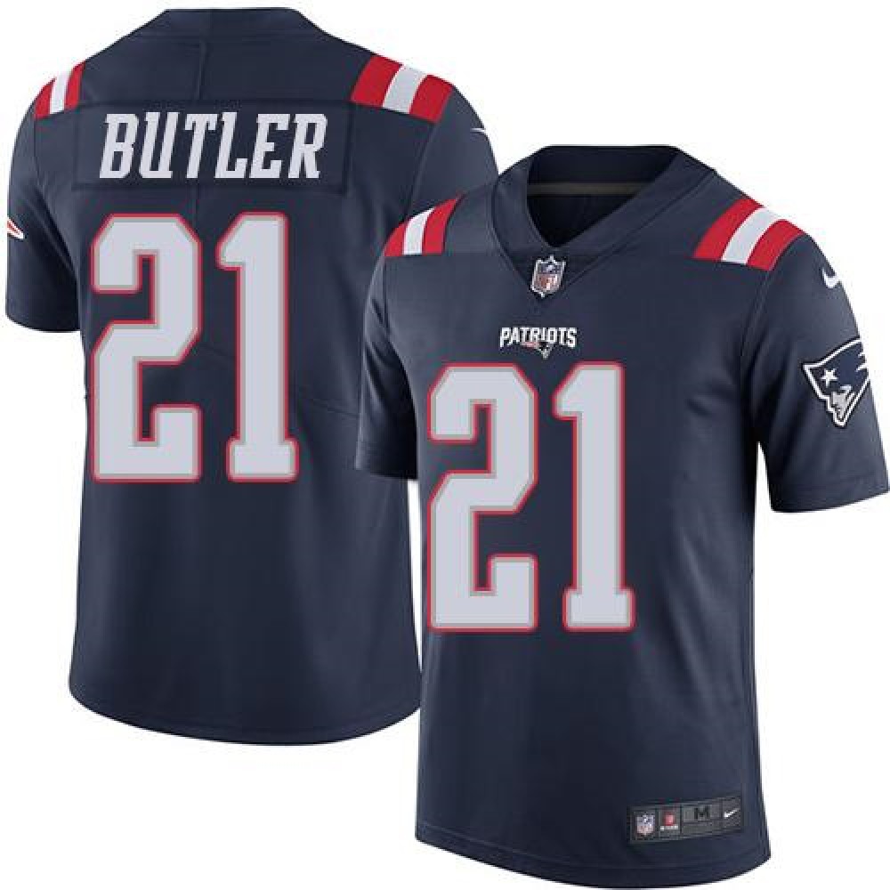 Patriots #21 Malcolm Butler Navy Blue Men's Stitched NFL Limited Rush Jersey