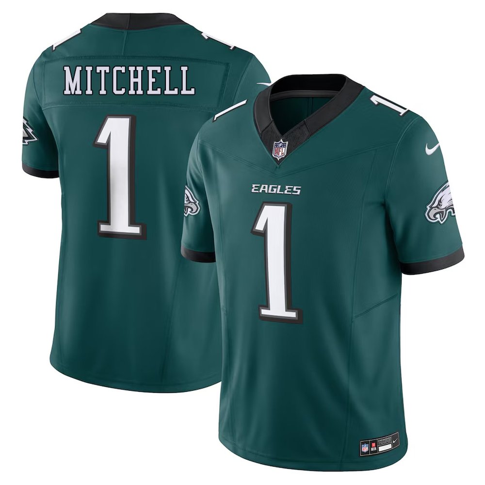 Men's Philadelphia #1 Eagles Quinyon MitchellMidnight Green 2024 NFL Draft First Round Pick Player F.U.S.E. Vapor Untouchable Limited Stitched Football Jersey