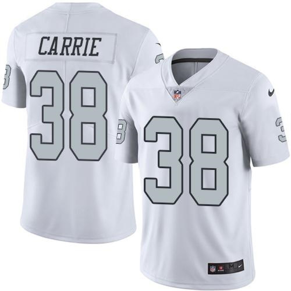 Raiders #38 T.J. Carrie White Men's Stitched NFL Limited Rush Jersey