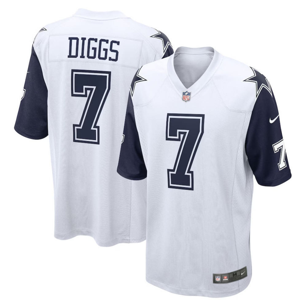🔥Combo Sale - Dallas Cowboys Trevon Diggs Nike White Alternate Game Jersey & New Era Navy Main 9FIFTY Adjustable Hat