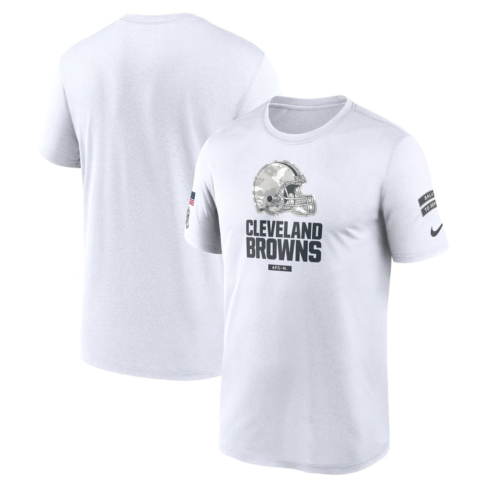 Men's Cleveland BrownsWhite 2024 Salute To Service Legend Performance T-Shirt