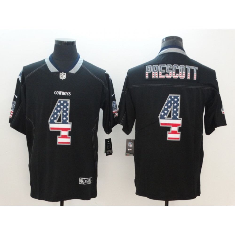 Men's Dallas Cowboys #4 Dak Prescott Black 2018 USA Flag Color Rush Limited Fashion NFL Stitched Jersey