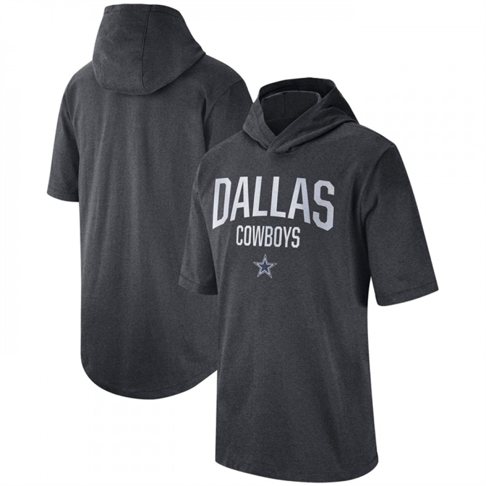 Men's Dallas Cowboys Heathered Charcoal Sideline Training Hoodie Performance T-Shirt