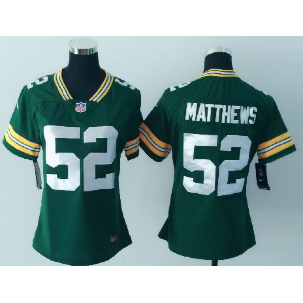 Women'sGreen Bay Packers #52 Clay Matthews Green Vapor Untouchable Limited Stitched NFL Jersey