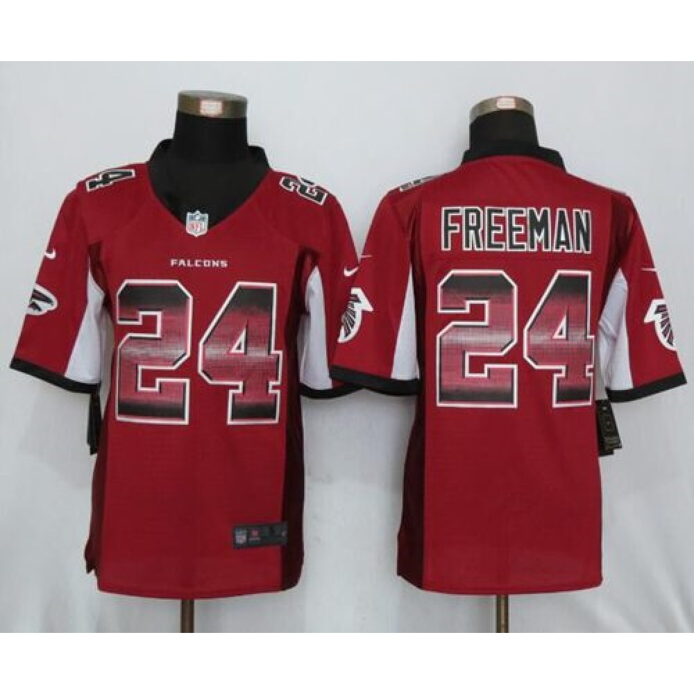 Falcons #24 Devonta Freeman Red Team Color Men's Stitched NFL Limited Strobe Jersey