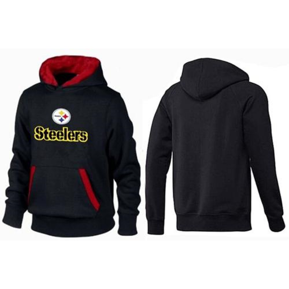 Pittsburgh Steelers Authentic Logo Pullover Hoodie Black & Red