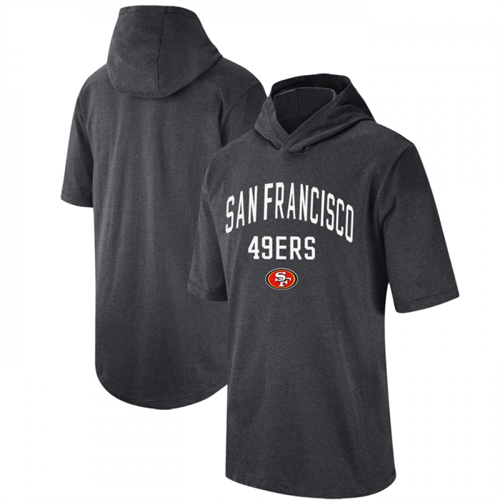 Men's San Francisco 49ers Heathered Charcoal Sideline Training Hoodie Performance T-Shirt