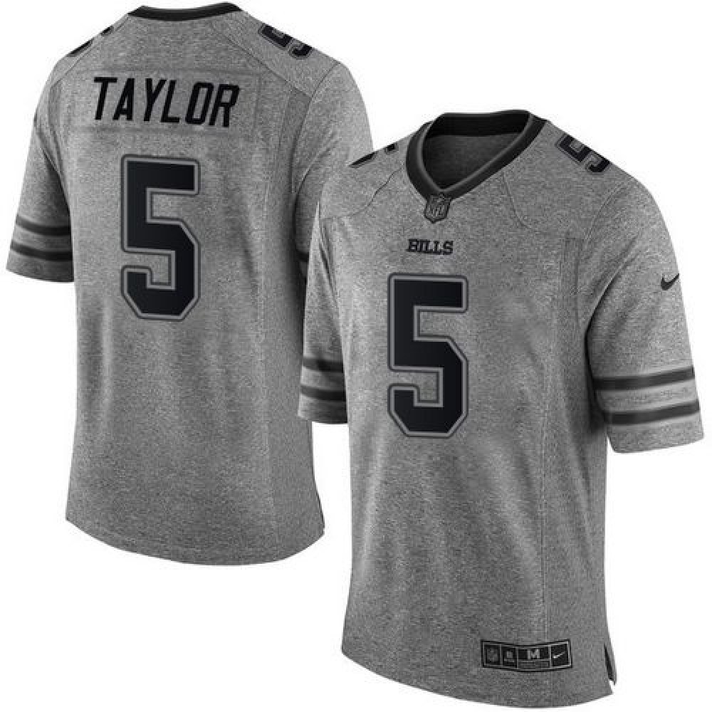 Bills #5 Tyrod Taylor Gray Men's Stitched NFL Limited Gridiron Gray Jersey