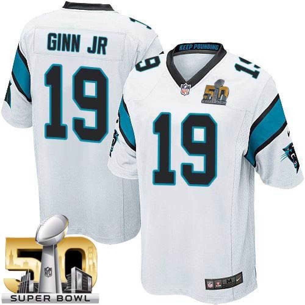 Panthers #19 Ted Ginn Jr White Super Bowl 50 Youth Stitched NFL Elite Jersey