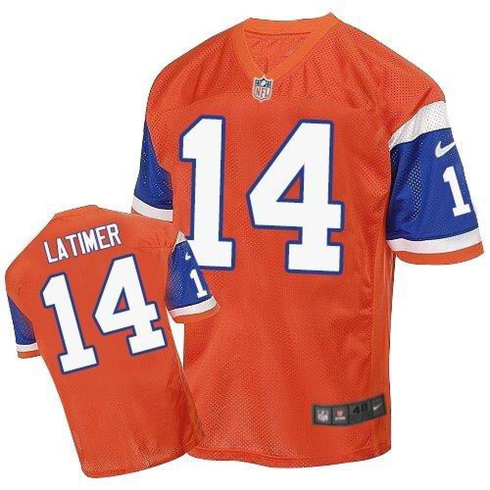 Broncos #14 Cody Latimer Orange Throwback Men's Stitched NFL Elite Jersey