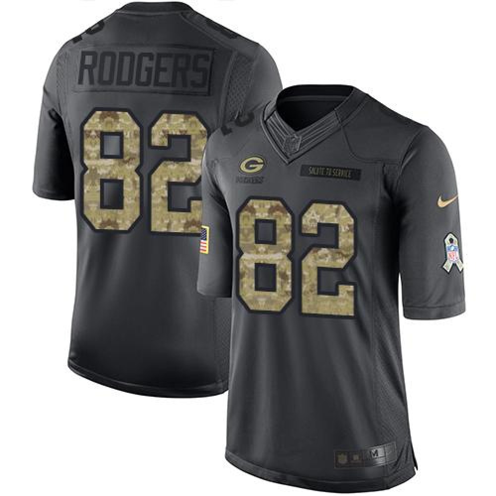 Packers #82 Richard Rodgers Black Men's Stitched NFL Limited 2016 Salute To Service Jersey