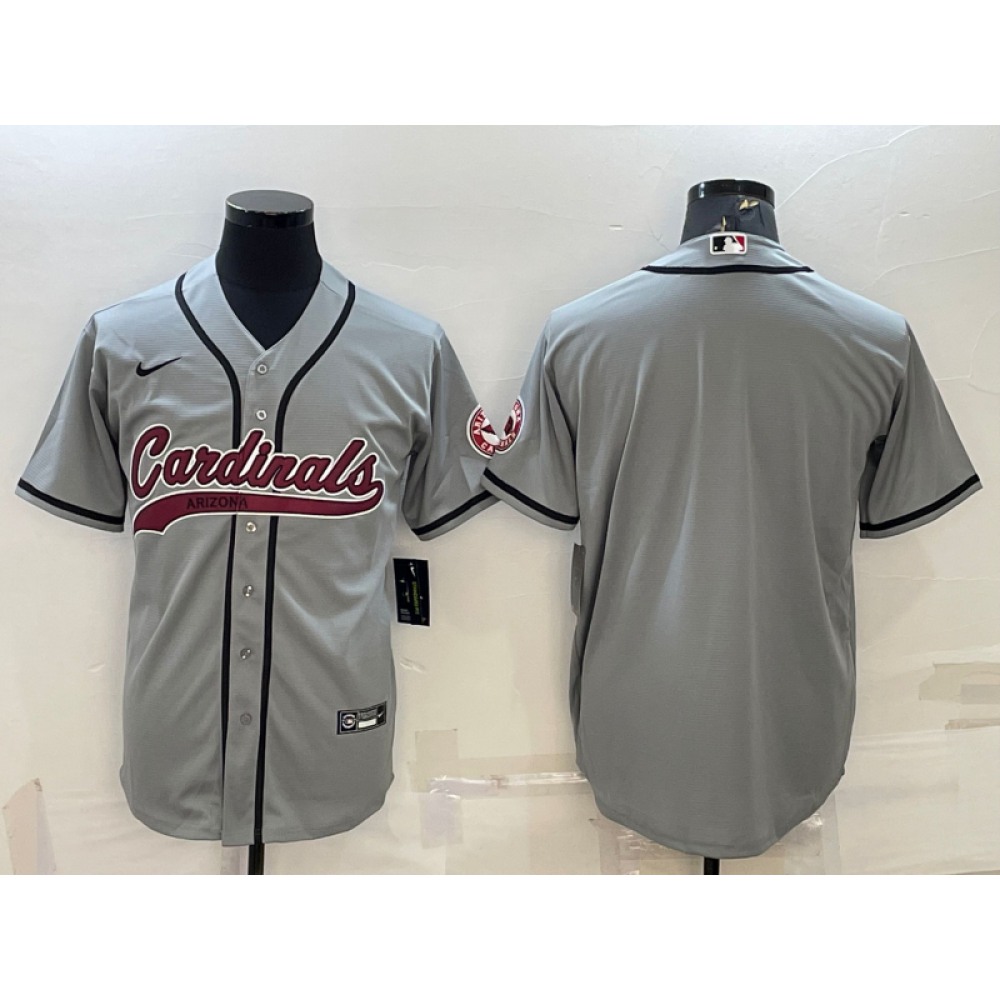 Men's Arizona Cardinals Blank Grey With Patch Cool Base Stitched Baseball Jersey
