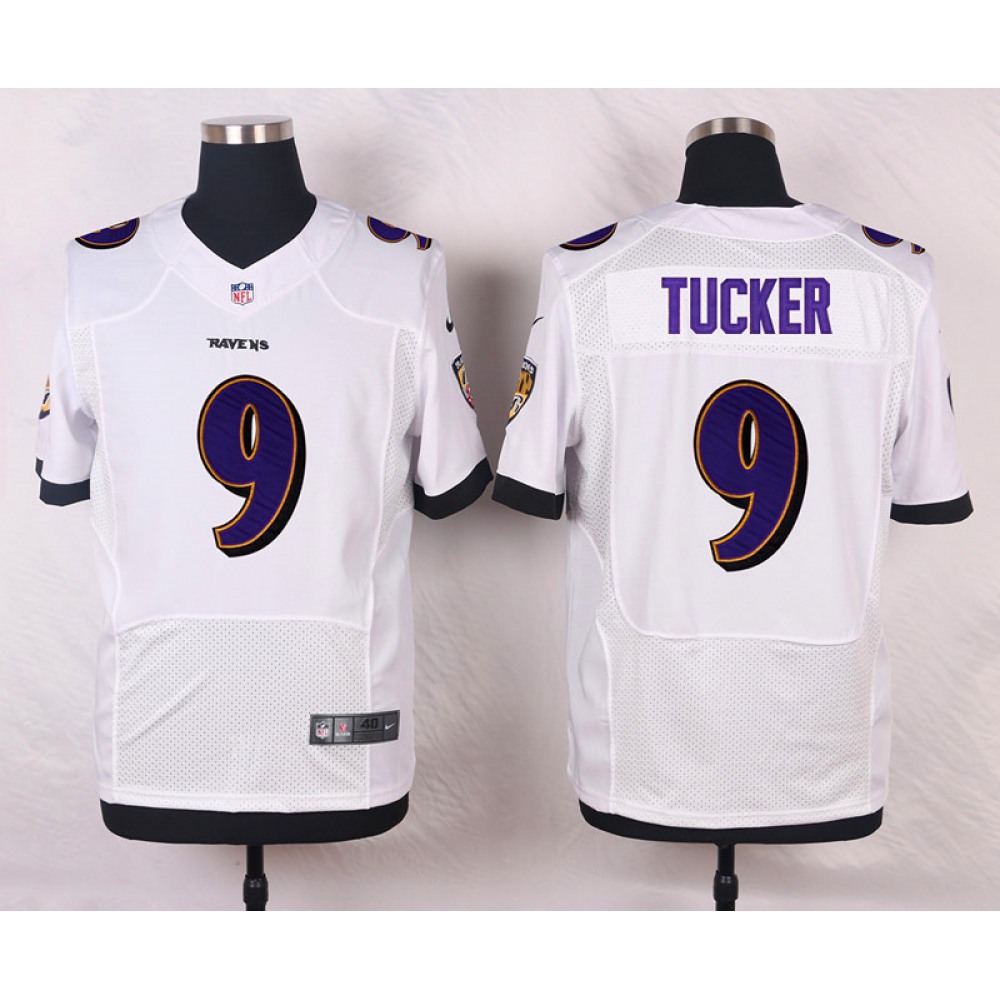 Ravens #9 Justin Tucker White Men's Stitched NFL New Elite Jersey