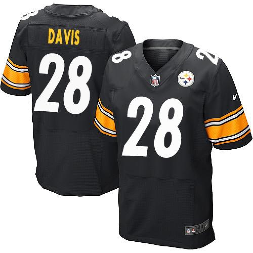 Steelers #28 Sean Davis Black Team Color Men's Stitched NFL Elite Jersey