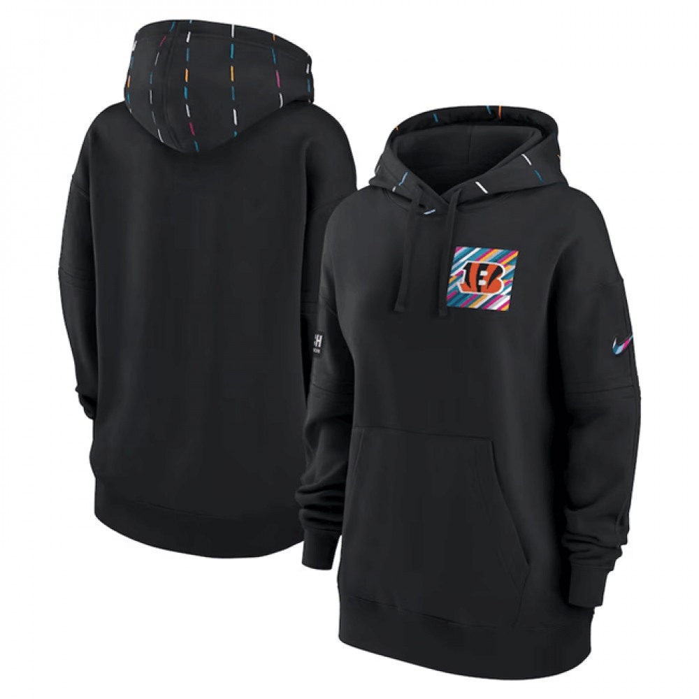 Women's Cincinnati Bengals Black 2023 Crucial Catch Club Pullover Hoodie(Run Small)
