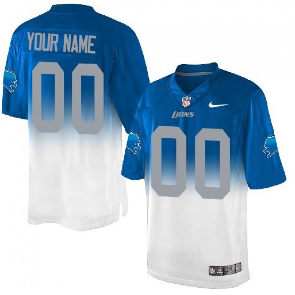 Detroit Lions Customized Blue/White Men's Stitched Elite Fadeaway Fashion NFL Jersey